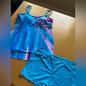 Blue and Pink Women's Swim Set